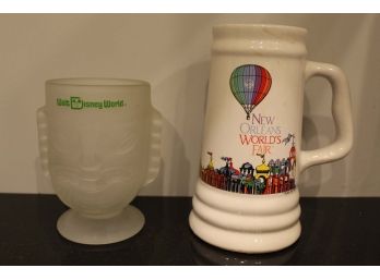 Vintage Disney Polynesian Glass Cup & 1983 World Fair Stein