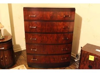 Burled Mahogany Tall Chest Of Drawers