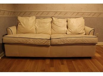 White Leather Pullout Sofa