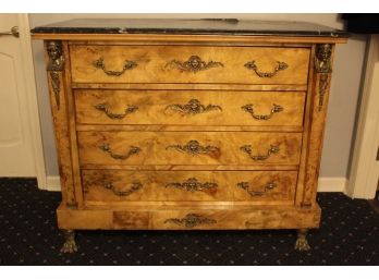 Stunning Burled Walnut Brass Claw Foot Commode With Amazing Detail (Read)