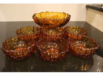 Set Of Amber Glass Bowls