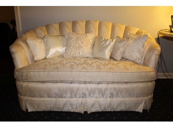 Lovely Art Deco Style White Linen Sofa