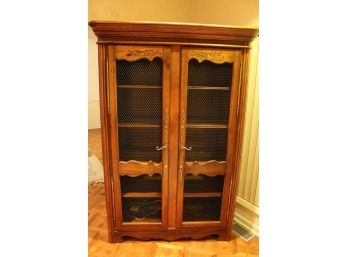 Vintage Maple Screen Door Wardrobe Cabinet