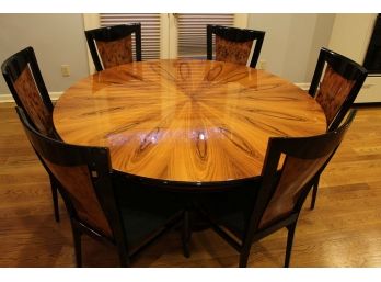 Incredible Manhattan Cabinetry Rosewood And Mahogany Table With Matching Rosewood Back Chairs