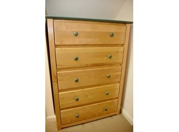 Light Maple Chest Of Drawers With Painted Top 33.5 X 20 X 45.5
