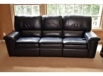 Lovely Navy Leather Electric Reclining Sofa- 94' Wide