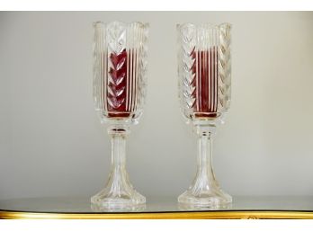 Gorgeous Pair Of Crystal Candle Hurricanes