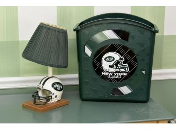 New York Jets Table Lamp And Garbage Can