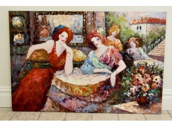 'Ladies At Lunch' Kathryn Barnes Original Oil On Canvas  36 X 24