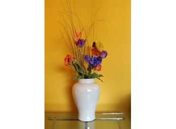 Iridescent Vase W/ Decorative Flowers