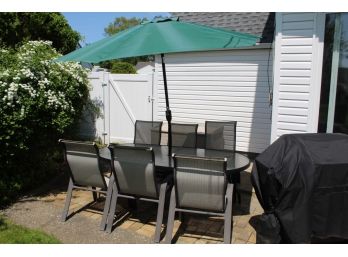 Backyard Table, Chairs & Umbrella (Read)