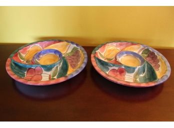 Pair Of Colorful Serving Dip Dishes