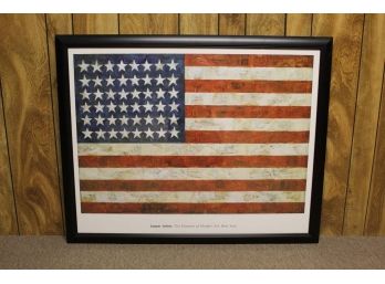 Jasper Johns American Flag Newspaper Art Framed Print 41 X 33 In