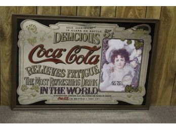 Vintage Retro Coca Cola Large Framed Mirror Picture 37 X 25