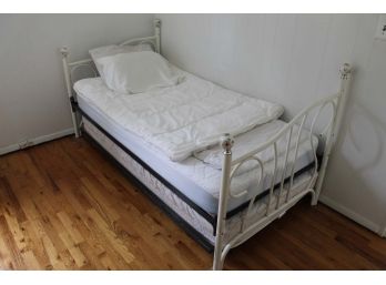 White Frame Bed W/ Trundle