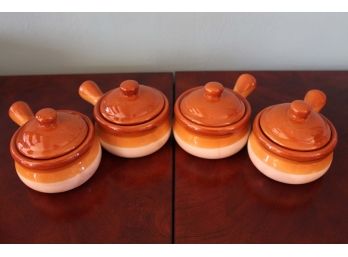 Small Ceramic Pots W/ Lid & Handle