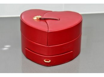 Wolf Designs Red Leather Heart Shape Jewelry Box