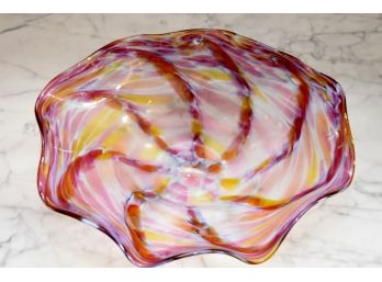 Gorgeous Free Form Swirl Glass Bowl