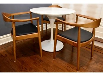 MCM Rosewood Chairs With Saarinen Marble Top Pedestal Table