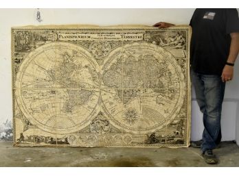 72 X 50 Vintage Map On Canvas