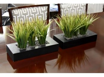 Pair Of Feng Shui Faux Table Top Plantery