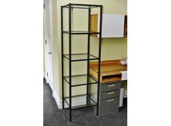 5 Tier Chrome With Beveled Glass Etagere  18.5 X 18.5 X 72