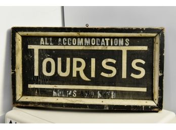 Vintage Two Sided Wood Sign 25 X 14 'tourists'