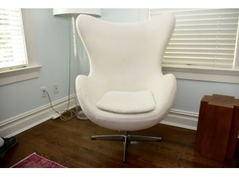 Fuzzy White Chrome Footed Swivel Side Chair 30 X 42