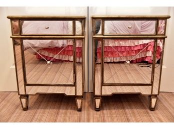 Pair Of Gorgeous Mirrored Night Stands 21.5 X 16 X 29
