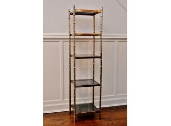 5 Tier Chrome And Beveled Glass Etagere 12.5 X 12.5 X 56.5