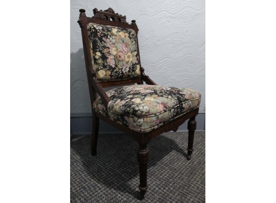 Antique Tapestry Seat Mahogany Side Chair