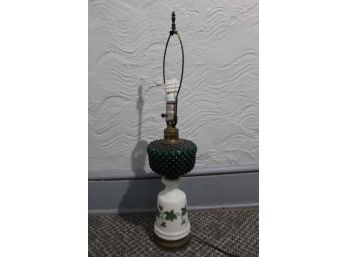 Vintage Green Hobnail Milk Glass Table Lamp #5