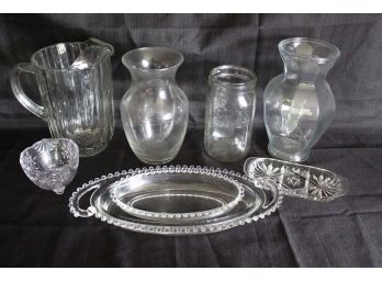 Glass Vase/Pitcher/Dish Lot