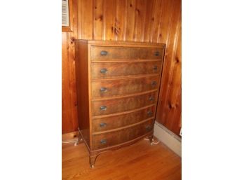 Vintage Burl Wood Tall Chest Of Drawers