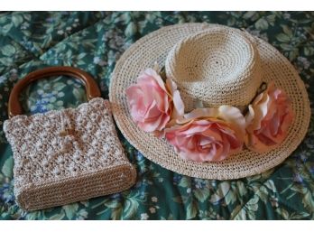 Vintage Womans Sunday Hat And Handbag
