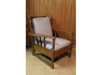 Vintage Maple Morris Chair With Blue Cushion