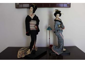 Gorgeous Pair Of Japanese Geisha Dolls