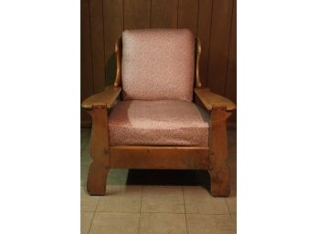 Vintage Maple Morris Chair With Pink Cushion
