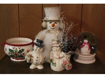 Snowman Decoration Lot (Two Lenox Pieces)