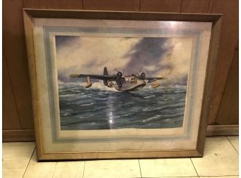 Matted And Framed WWII Watercolor Print