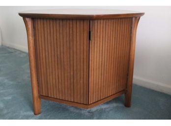 Mid Century Maple Hexagon End Table With Louvered Doors