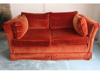 Funky Mid Century Orange Suede Couch