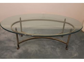 Lovely Beveled Glass Oval Coffee Table