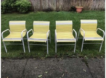 Retro White And Yellow Outdoor Strap Chairs