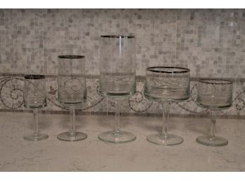 Vintage Silver Rim Drinkware Set (Read)