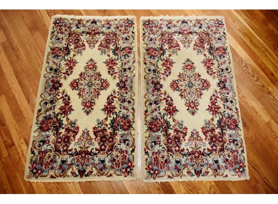 Vintage Pair Of 25 1/2 X 47 Hand Woven Area Rugs