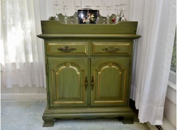 Green Painted Bar Cabinet 30 X 20 X 38 Contents Included