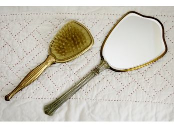 Vintage Dresser Brush And Mirror Combo