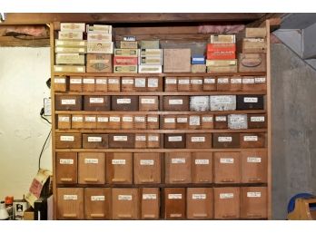 Large Assortment Of Hardware Store Hardware In Wood Boxes