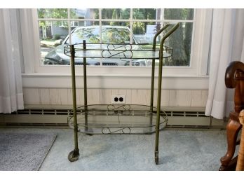 Mid Century Metal Bar Cart 16 1/2 X 26 1/2 X 33